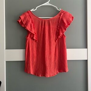 Mine Coral Ruffle Sleeve Blouse